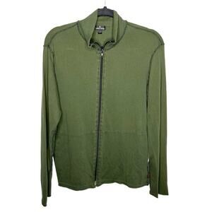 JAMES PERSE / army olive green full zip sweatshirt jacket / 1 (small)
